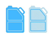Two blue jugs on a white background.