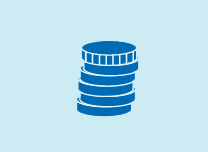 A stack of coins on a blue background.