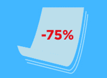 A sheet of paper with the word 75 % on it.